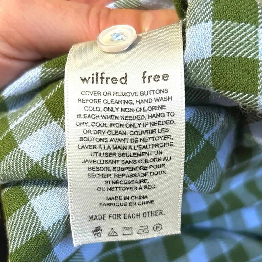 Aritzia Wilfred Free Plaid Button Down Shirt Blue and Green Size Small - Picture 7 of 8